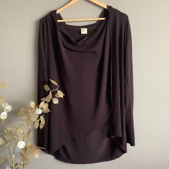 Om Grown Sweaters - Brown Drape Front Cardigan